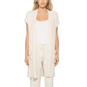 BAREFOOT DREAMS womens XS pink cozy chic ultra lite knit short sleeve cardigan